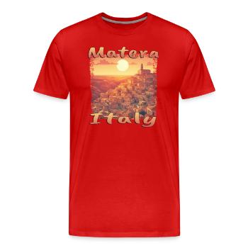 Matera, Italie, Vieille Ville, Coucher De Soleil, Grunge Design - T-shirt bio Premium Homme - rouge - Devant - Damien (186cm)