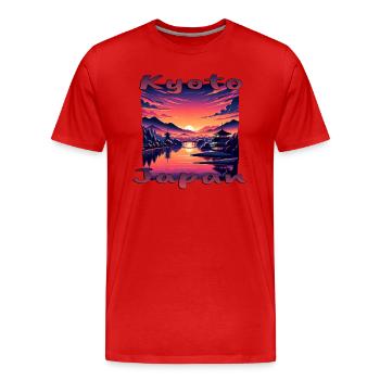 Kyoto at Sunset: Pagodas & Rivers - Men's Premium Organic T-Shirt - red - Front - Damien (186cm)