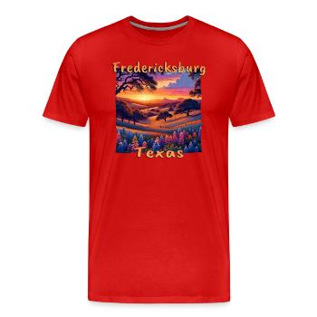 Coucher de soleil à Fredericksburg : la communauté allemande - T-shirt bio Premium Homme - rouge - Devant - Damien (186cm)