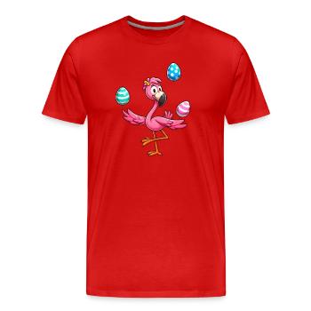 Flamingo Jongleur mit Ostereiern Fest - Männer Premium Bio T-Shirt - Rot - Vorne - Damien (186cm)