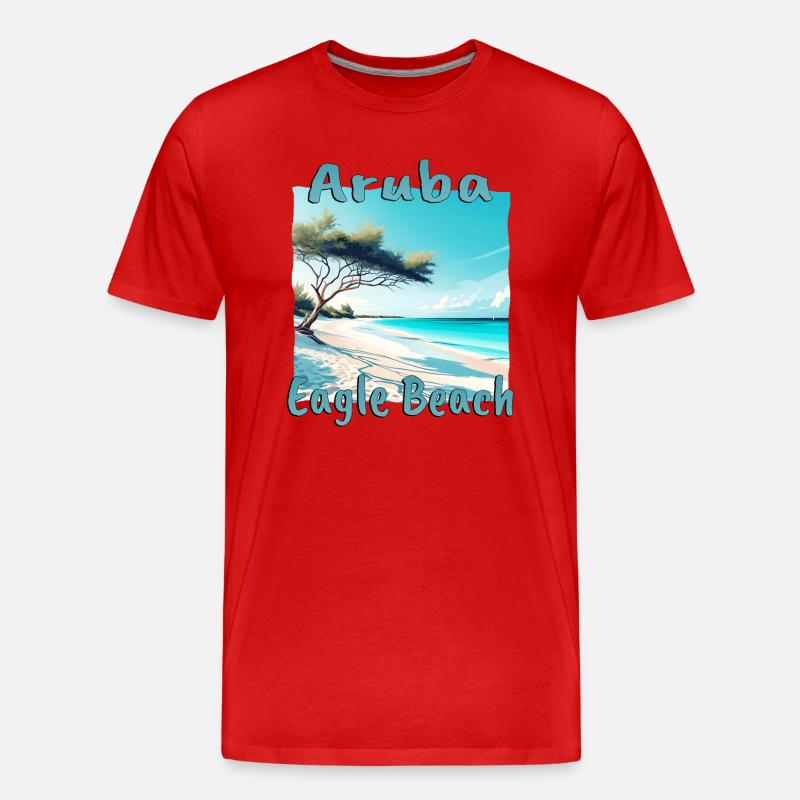 Aruba Urlaub Eagle Beach Design - Männer Premium Bio T-Shirt - Rot