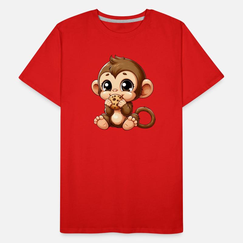Mignon chimpanzé grignote sur des biscuits T-shirt bio Premium Homme