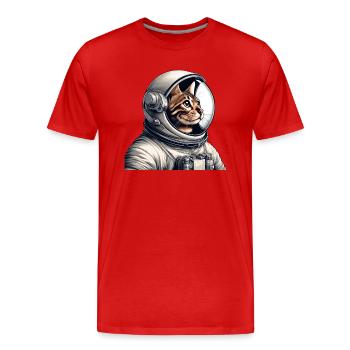 Bengalkatze Astronaut Weltraum Abenteuer - Männer Premium Bio T-Shirt - Rot - Vorne - Damien (186cm)
