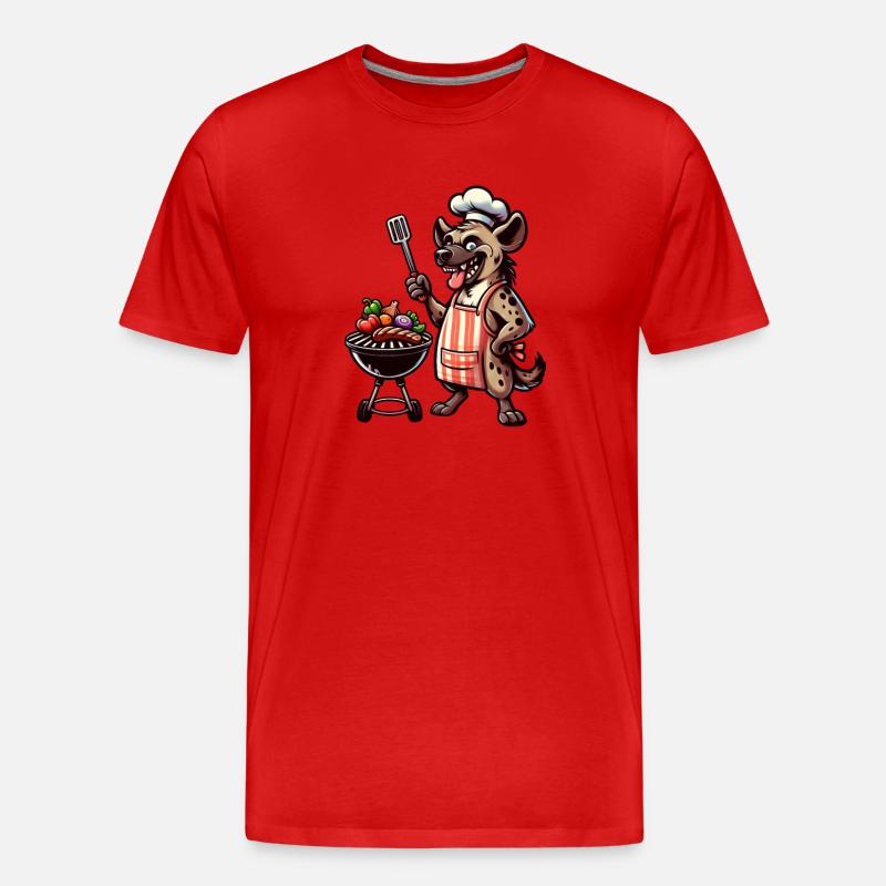 Sommer BBQ mit Chef-Hyäne - Männer Premium Bio T-Shirt - Rot