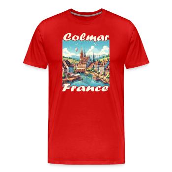 Colmar Altstadt Hafen und Kanal im Kolonialstil - Männer Premium Bio T-Shirt - Rot - Vorne - Damien (186cm)