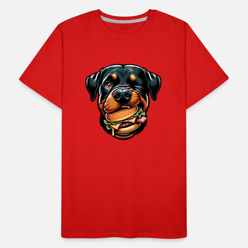 Rottweiler avec hamburger cheeseburger T-shirt bio Premium Homme