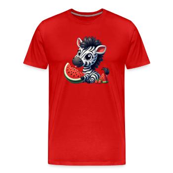 Zebra With Watermelon Fruity Funny - Men's Premium Organic T-Shirt - red - Front - Damien (186cm)
