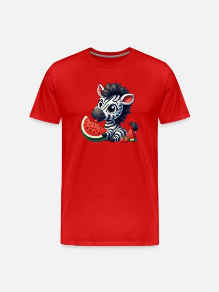 Zebra With Watermelon Fruity Funny - Men's Premium Organic T-Shirt - red