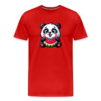 Panda With Watermelon Fruity Funny - Men's Premium Organic T-Shirt - red - Front - Damien (186cm)