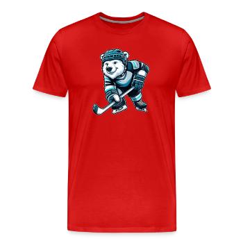 Bär Eisbär Schlittschuh Eishockey Hockey - Männer Premium Bio T-Shirt - Rot - Vorne - Damien (186cm)