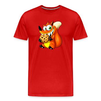 Renard roux mignon avec biscuit - T-shirt bio Premium Homme - rouge - Devant - Damien (186cm)