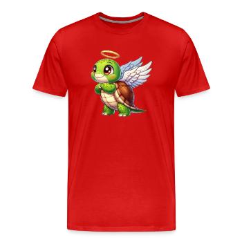 Schildkröte als Engel mit Heiligenschein - Männer Premium Bio T-Shirt - Rot - Vorne - Damien (186cm)