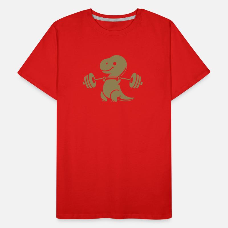 T-Rex with Dumbbell Workout Men's Premium Organic T-Shirt