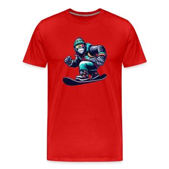 gorilla snowboarder snowboard winter winterurlaub - Männer Premium Bio T-Shirt - Rot - Vorne - Damien (186cm)