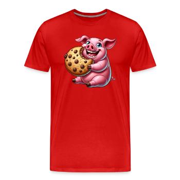 Süßes Schwein Cookie Nachtisch Leckereien - Männer Premium Bio T-Shirt - Rot - Vorne - Damien (186cm)