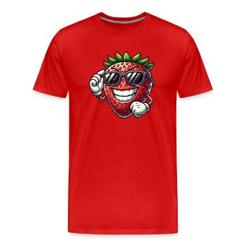 Cool Strawberry Sunglasses Fruity Design - Men's Premium Organic T-Shirt - red - Front - Damien (186cm)
