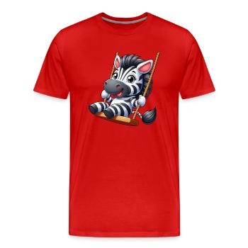 Süßes Zebra auf Schaukel Spielplatz Cartoon - Männer Premium Bio T-Shirt - Rot - Vorne - Damien (186cm)