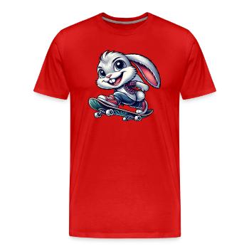 Weißes Kaninchen Skateboard Skateboarder lustiger - Männer Premium Bio T-Shirt - Rot - Vorne - Damien (186cm)