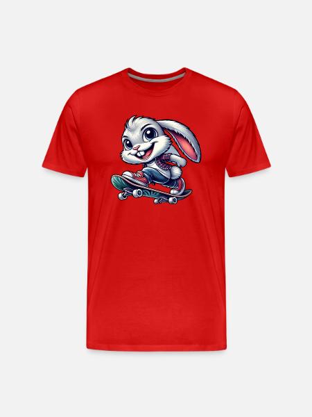White Rabbit Skateboard Skateboarder Funny - Men's Premium Organic T-Shirt - red