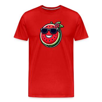 Cool watermelon with fruity sunglasses - Men's Premium Organic T-Shirt - red - Front - Damien (186cm)