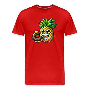 Drôle Ananas Donut Dessin Animé Fruité Sucré Desig - T-shirt bio Premium Homme - rouge - Devant - Damien (186cm)
