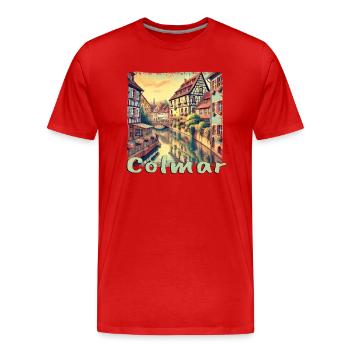 Colmar Frankreich Altstadt Kanal Altbau Urlaub - Männer Premium Bio T-Shirt - Rot - Vorne - Damien (186cm)