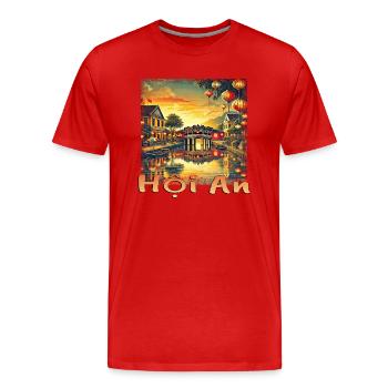 Hoi An Vietnam Altstadt Sonnenuntergang Grunge - Männer Premium Bio T-Shirt - Rot - Vorne - Damien (186cm)