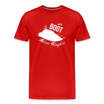 Mon bateau Mes règles Bateau à moteur - T-shirt bio Premium Homme - rouge - Devant - Damien (186cm)