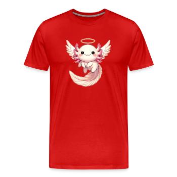 Axolotl Ange Volant avec Joy Halo - T-shirt bio Premium Homme - rouge - Devant - Damien (186cm)