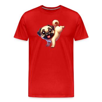 Mignon Carlin Équilibre sur les mains Breakdance Dessin animé Chien - T-shirt bio Premium Homme - rouge - Devant - Damien (186cm)