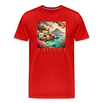 Lipari Vulkan Mittelmeer Terrakotta Urlaub - Männer Premium Bio T-Shirt - Rot - Vorne - Damien (186cm)