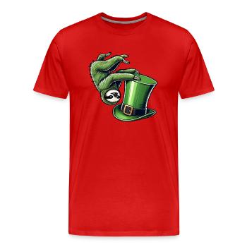 St. Patrick's Sloth Shamrock Handstand - Men's Premium Organic T-Shirt - red - Front - Damien (186cm)