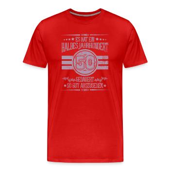 50. Geburtstag halbes Jahrhundert gut aussehen - Männer Premium Bio T-Shirt - Rot - Vorne - Damien (186cm)