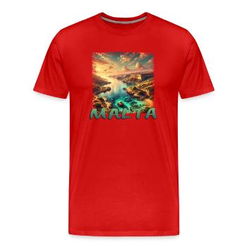 Malta Insel Mittelmeer Urlaub Grunge Stil - Männer Premium Bio T-Shirt - Rot - Vorne - Damien (186cm)