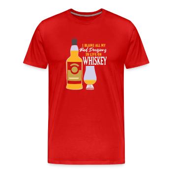 Bad Decisions Whiskey Sayings - Men's Premium Organic T-Shirt - red - Front - Damien (186cm)