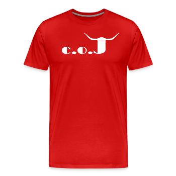 Joe - Männer Premium Bio T-Shirt - Rot - Vorne - Damien (186cm)