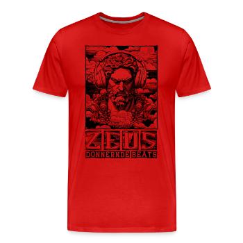 Zeus’ donnernde Beats: Stürmische Street Fashion - Männer Premium Bio T-Shirt - Rot - Vorne - Damien (186cm)