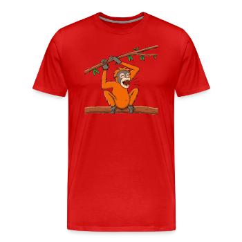 Rimba rufend - Männer Premium Bio T-Shirt - Rot - Vorne - Damien (186cm)