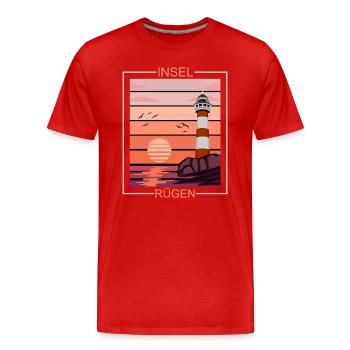 Rügen Ostsee Insel Leuchtturm Urlaub - Männer Premium Bio T-Shirt - Rot - Vorne - Damien (186cm)