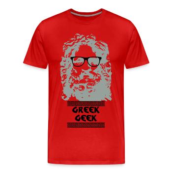 Greek Geek - Men's Premium Organic T-Shirt - red - Front - Damien (186cm)