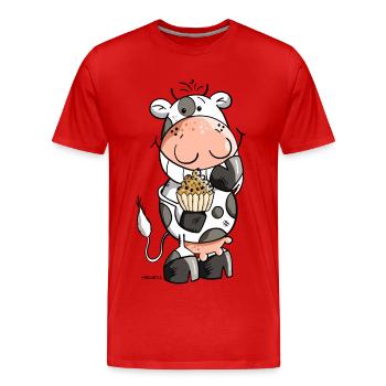 Cow with muffin - Men's Premium Organic T-Shirt - red - Front - Damien (186cm)