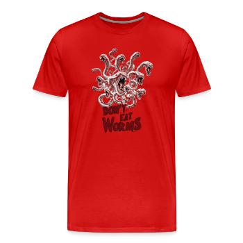 Ne mangez pas de vers, ne mangez pas de vers - T-shirt bio Premium Homme - rouge - Devant - Damien (186cm)