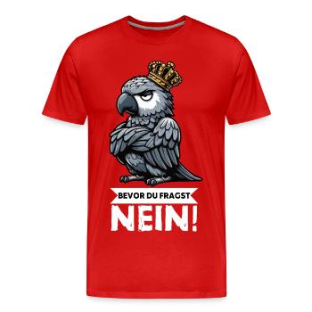 Avant que vous ne demandiez : pas de perroquet gris d’Afrique, perroquet, perroquet, perroquet, perroquet - T-shirt bio Premium Homme - rouge - Devant - Damien (186cm)