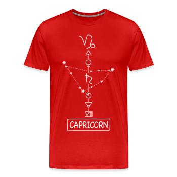 Capricorne - Signe du zodiaque Capricorne - Blanc - T-shirt bio Premium Homme - rouge - Devant - Damien (186cm)
