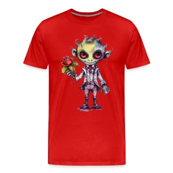 Vampir als charmanter Rosenkavalier - Männer Premium Bio T-Shirt - Rot - Vorne - Damien (186cm)