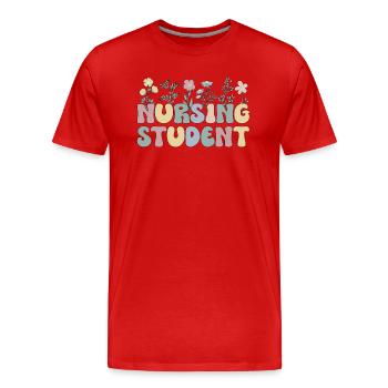 Étudiante infirmière étudiante en soins infirmiers - T-shirt bio Premium Homme - rouge - Devant - Damien (186cm)
