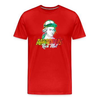 Amadeus Rock Me | Wolfgang Amadeus Mozart Classique - T-shirt bio Premium Homme - rouge - Devant - Damien (186cm)