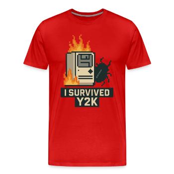 Y2K Pixel Disaster – I'm Alive! - Men's Premium Organic T-Shirt - red - Front - Damien (186cm)