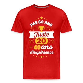 Cadeau d’anniversaire 60 ans Humour Anniversaire - T-shirt bio Premium Homme - rouge - Devant - Damien (186cm)