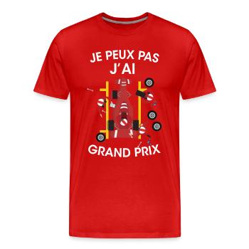 Je peux pas j'ai grand prix fête course de voiture - T-shirt bio Premium Homme - rouge - Devant - Damien (186cm)
